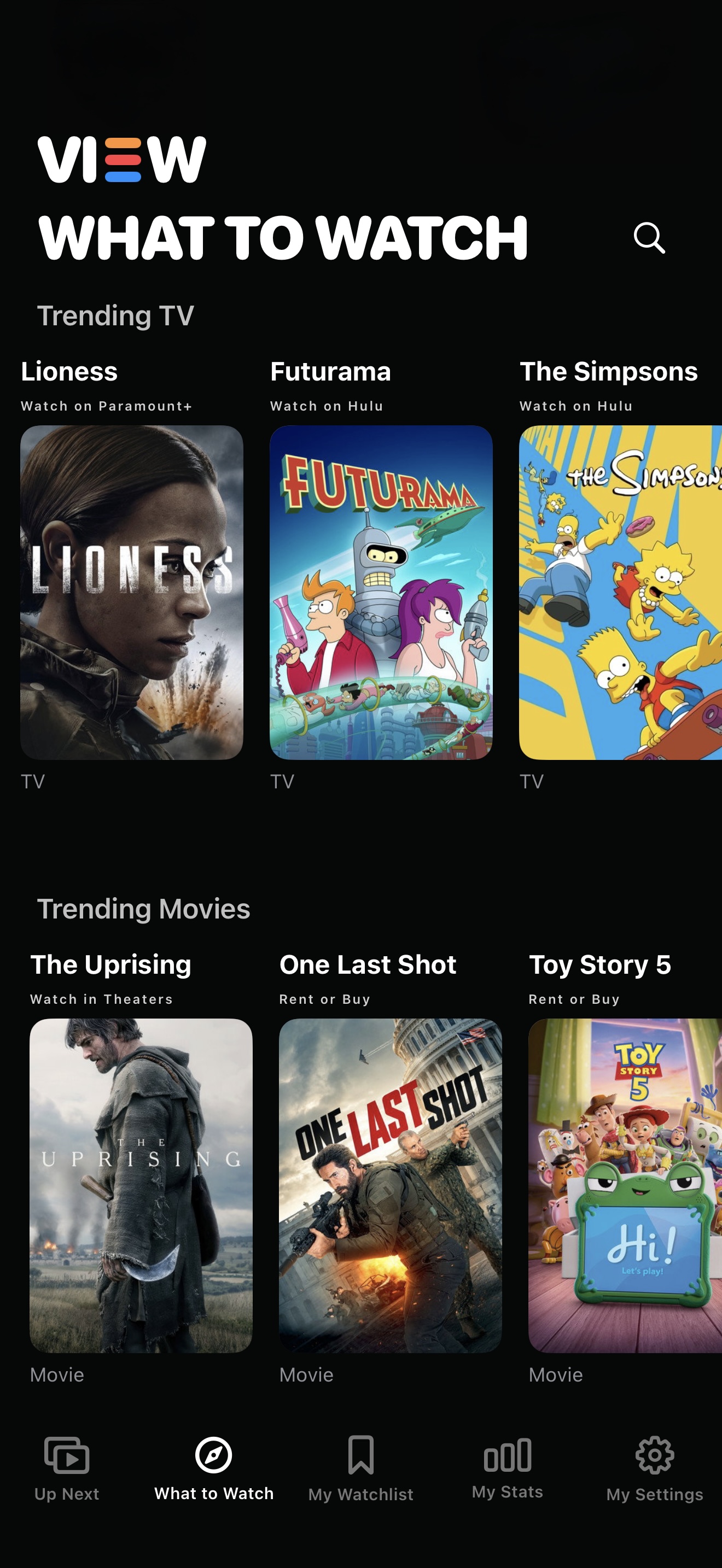 Viewography What to Watch screen